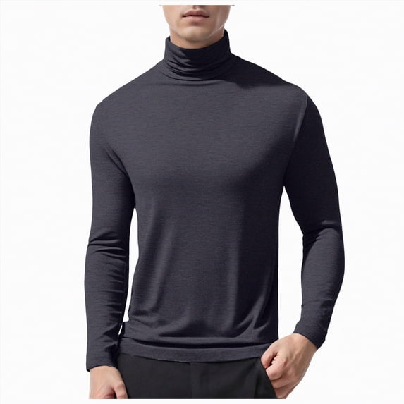 TOWED22 Mens Ribbed Slim Fit Knitted Pullover Casual Turtleneck Sweater(Dark Gray,M)
