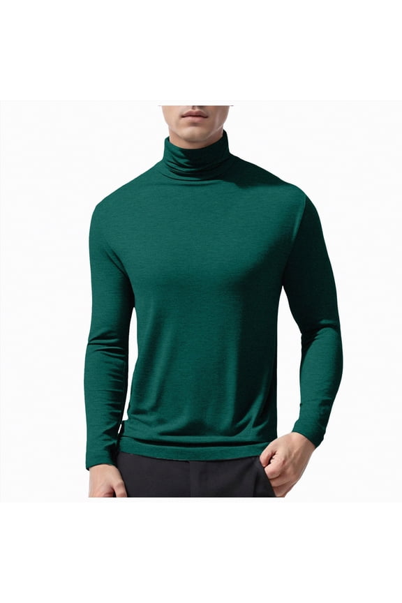 Mens Ribbed Slim Fit Knitted Pullover Casual Turtleneck Sweater(Green,S)