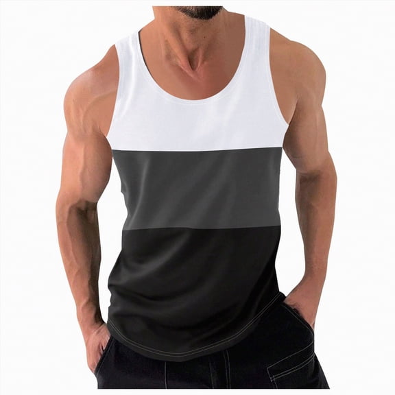 TOWED22 Mens Sleeveless Tank Tops Workout Gym Muscle Shirts Graphic Casual Summer Beach T-Shirt(White,M)