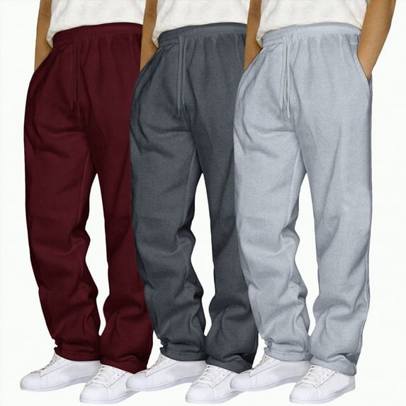 TOWED22 Mens Sweatpants Open Bottom Baggy Sweat Pants for Men Straight Leg Fleece Loose Fit Gym Athletic Sweatpants Pockets(Wine,M)