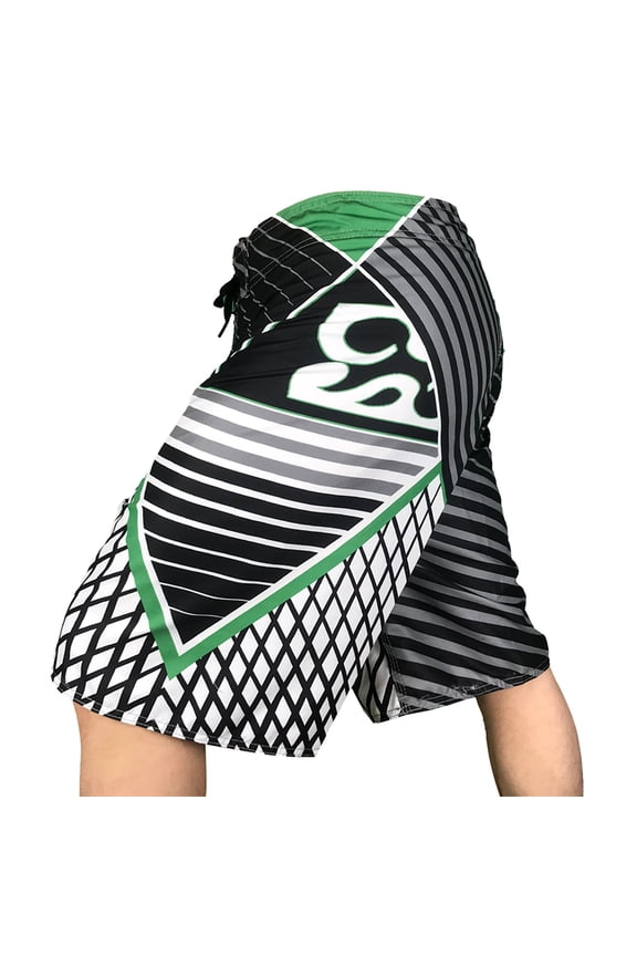 Mens Swimming Trunks,Men's Swim Trunks Quick Dry Wave Pattern with Mesh Lining Board Shorts Green,L