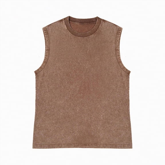 TOWED22 Mens T-Shirt Tops, Mens Casual Round Neck Sports Fitness Sunset Print Sleeveless Tank Top T-Shirt(Coffee,S)