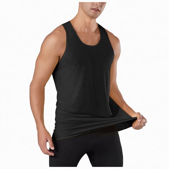 TOWED22 Mens Tank Tops Beach Big and Tall Sleeveless Shirts-Perfect for Summer Beach Trips and Casual(Black,S)
