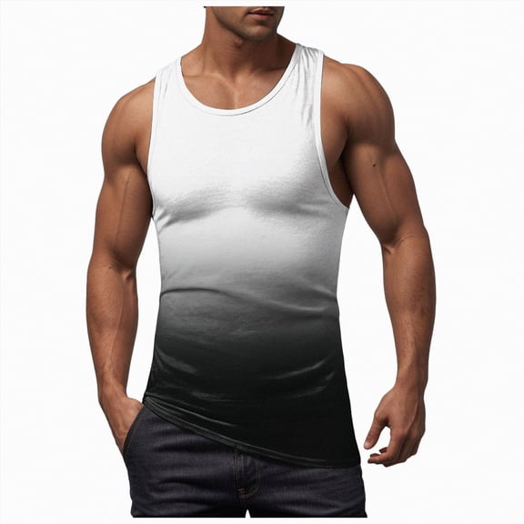 TOWED22 Mens Tank Tops Beach Summer Casual Sleeveless Shirts Graphic Cotton Tank Tops for Men Gym Workout(White,L)