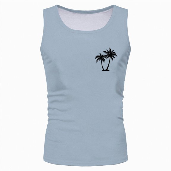 TOWED22 Mens Tank Tops Summer Beach Sleeveless Graphic Tank Tops Tropical Hawaiian Print Tank Tops(Light Blue,XXXL)