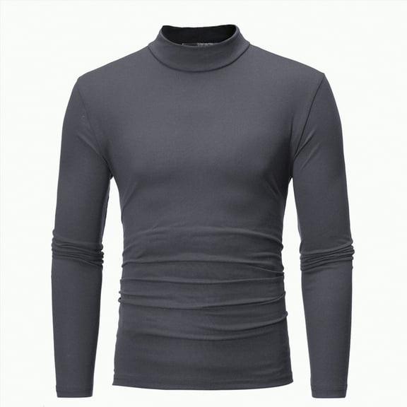 TOWED22 Mens Turtleneck Shirts Slim Fit Shirt Tops Lightweight Pullover Thermal Sweater Casual Long Sleeve Shirt(Dark Gray,XXXL)