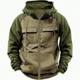 thumbnail image 1 of TOWED22 Mens Zip Up Hooded Sweatshirt Casual Knit Hoodies Fashion Drawstring Sweatshirts with Pockets(Khaki,S), 1 of 6
