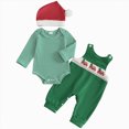 thumbnail image 1 of TOWED22 My First Christmas Baby Boy Outfit Stripe Long Sleeve Romper Long Pants with Hat 3Pcs Xmas Clothes Set,Green,0-3 M, 1 of 8