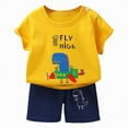 thumbnail image 1 of TOWED22 Newborn Baby Boy Clothes 2pcs Short Sleeve Top Drawstring Shorts Little Bear Adventure Pattern Outfits(Yellow,5-6 Y), 1 of 6