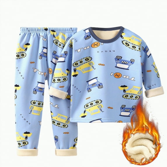 TOWED22 Baby Boy Clothes Baby Boy Contrast Color 2PCS Outfits Long Sleeve Tops Pants Set Baby Boy Fall Winter Clothes(Sky Blue,6-7 Y)