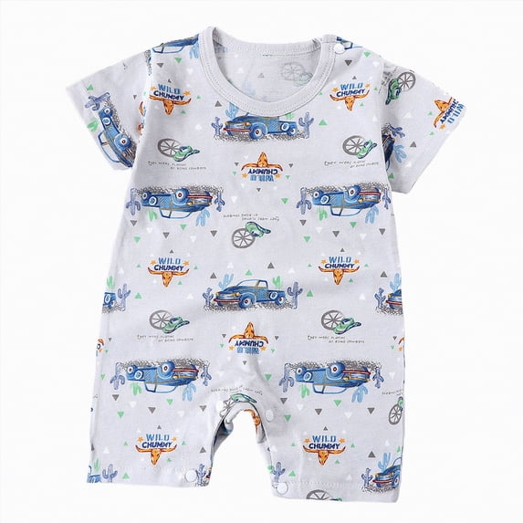 TOWED22 Newborn Baby Boy Easter Outfit Short Sleeve Print Jumpsuit Newborn Summer Romper Shortalls Blue,18-24 M