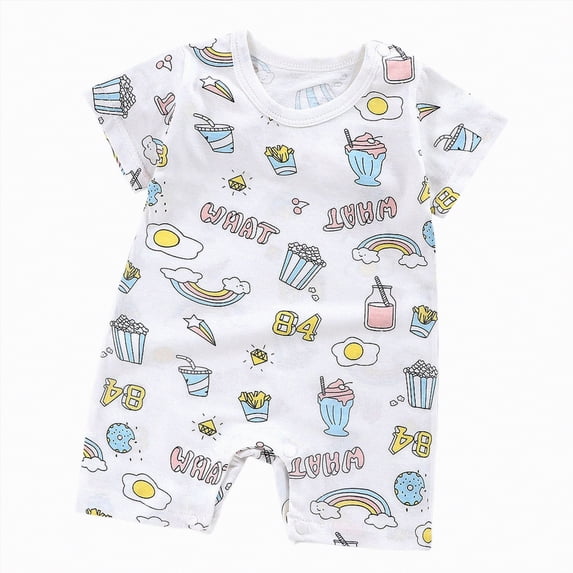 TOWED22 Newborn Baby Boy Easter Outfit Short Sleeve Print Jumpsuit Newborn Summer Romper Shortalls Sky Blue,18-24 M