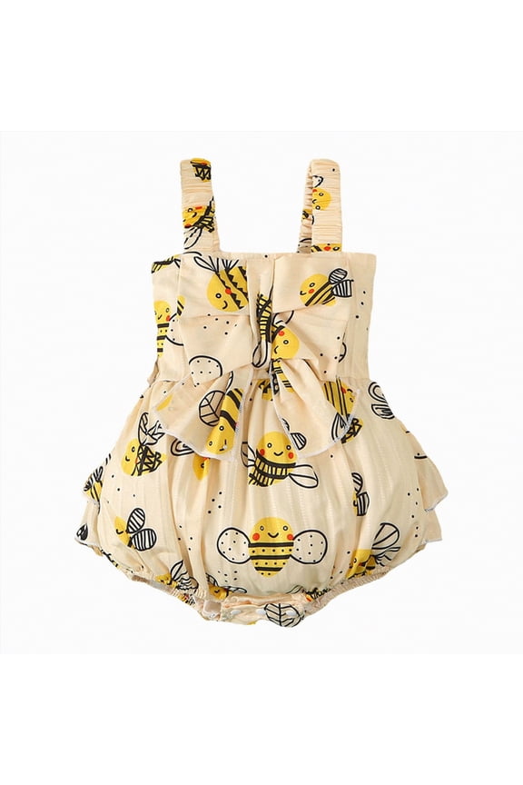 Newborn Baby Boy Girl Summer Clothes Sleeveless Bubble Romper Jumpsuit Overall Shorts Infant Clothing Yellow,18-24 M