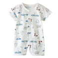 thumbnail image 1 of TOWED22 Newborn Baby Boy Girls Cute Print Romper Crew Neck Short Sleeve Toddler Summer Onesie Jumpsuit Bodysuit 0-36 Months(Mint Green,12-18 M), 1 of 4