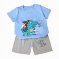 thumbnail image 1 of TOWED22 Newborn Baby Boy Outfits 2 Pieces Cotton Crewneck Short Sleeve Top Tee Dinosaur Print Casual Cargo Shorts Truck Clothes(Light Blue,2-3 Y), 1 of 4