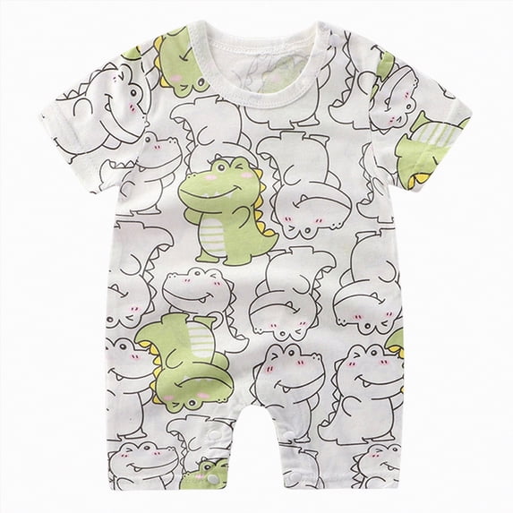 TOWED22 Newborn Baby Boy Summer Clothes Print Short Sleeve Romper Cotton One Piece Bodysuit Jumpsuit 0-18M Light Green,18-24 M