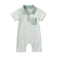 thumbnail image 1 of TOWED22 Newborn Baby Boy Summer Jumpsuit Girl Embroidery Clothes Summer Onesie Waffle Round Neck Romper 3 6 12 18 Months(Green,6-12 M), 1 of 8