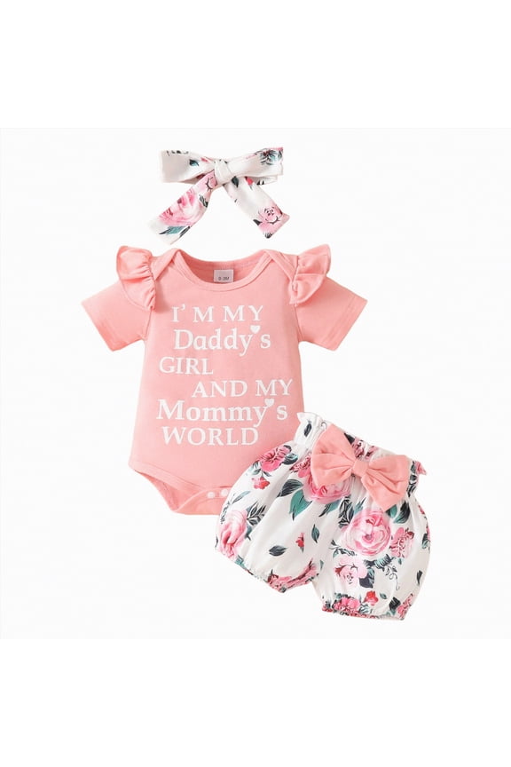 Newborn Baby Clothing Outfits Cute Romper Bodysuit Bloomer Shorts Set Pink,9-12 M