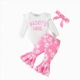 thumbnail image 1 of TOWED22 Newborn Baby Girl Clothes 3pcs Infant Rib Frill Long Sleeve Romper Flared Pants Headband Set Fall Winter Outfits,0-3 M, 1 of 7