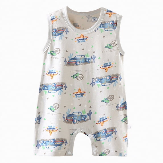 TOWED22 Newborn Baby Girl Clothes Infant Cute Print Romper Summer Outfit for Girls Ruffle Sleeve Bodysuit Jumpsuit Blue,6-12 M