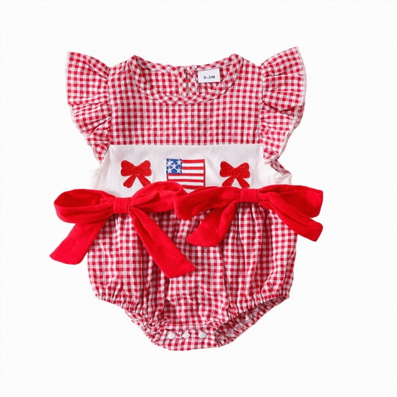 TOWED22 Newborn Baby Girl Clothes Infant Romper Ruffle Sleeve Jumpsuit Summer Outfits for Girls Red,3-6 M