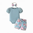 thumbnail image 1 of TOWED22 Newborn Baby Girl Clothes Print Outfit Waffle Knit Sleeveless Romper Ruffle Shorts Set Spring Summer Clothes Light Blue,6-9 M, 1 of 4