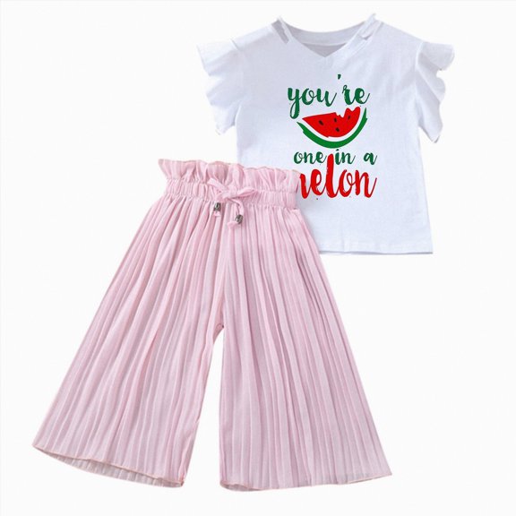 TOWED22 Newborn Baby Girl Clothes Sleeveless Ruffle Halter Tops with Lace Hem Long Pants 2pcs Outfits Set(Pink,8-9 Y)