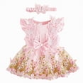 thumbnail image 1 of TOWED22 Newborn Baby Girl Summer Clothes Ruffle Bow Dress Romper Jumpsuit One Piece Outfit Cute Infant Girl Clothing Pink,6-9 M, 1 of 4