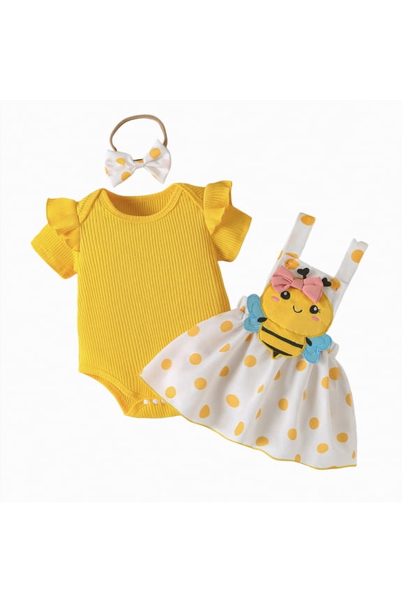Newborn Baby Girl Summer Outfit Set Contrast Color Romper Jumpsuit Tops Shorts Cute Infant Clothes Yellow,0-3 M