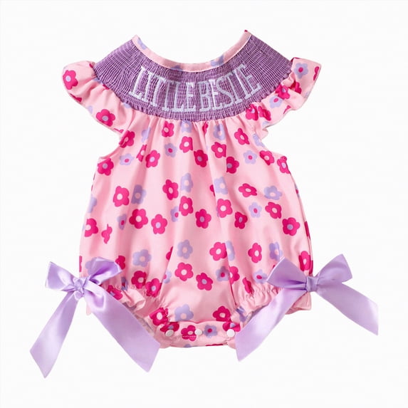 TOWED22 Newborn Baby Girl Summer Outfit Sleeveless Ruffle Smocked Halter Tulle Romper Dress One-piece Jumpsuit Clothes Pink,3-6 M