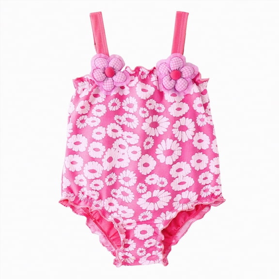 TOWED22 Newborn Baby Girl Swimsuit Toddler Ruffle Swimsuit Bikini Tankini Infant Swimwear One Piece Bathing Suits for Girls Hot Pink,24-36 M