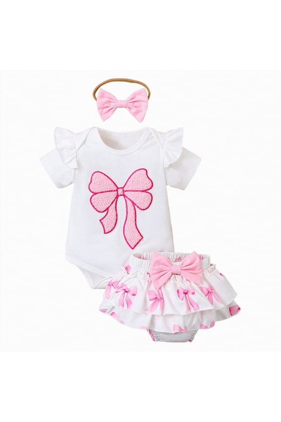 Newborn Baby Girl Western Clothes New to the Herd Romper Cow Print Shorts Set Summer Coming Home Cowgirl Outfit(White,0-3 M)