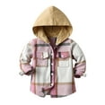thumbnail image 1 of TOWED22 Newborn Boy Girl Buffalo Plaid Flannel Shirt Hoodie Toddler Button up Top Jacket Outwear Fall Winter Clothes(Pink,18-24 M), 1 of 4