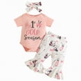 thumbnail image 1 of TOWED22 Newborn Girl Outfits Romper Bodysuit and Printed Shorts Set Summer Clothing Pink,6-12 M, 1 of 9