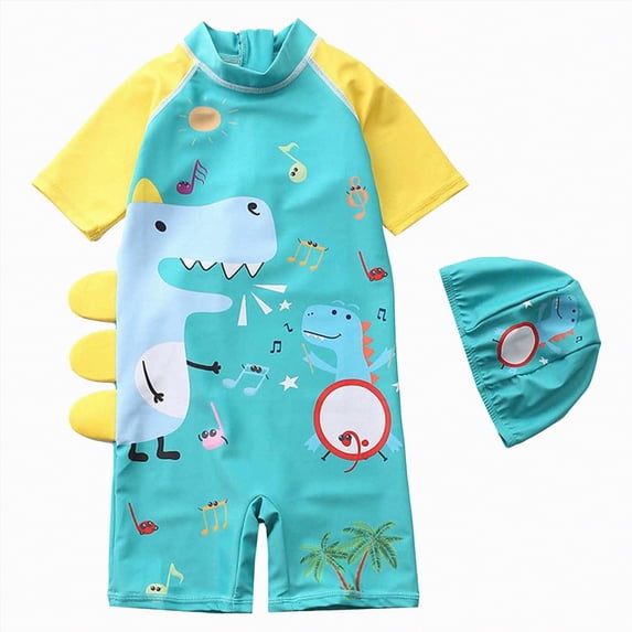 TOWED22 Newborn Infant Baby Boy Girls Shark One Piece Swimsuit Short Sleeve Zip Up Rash Guard Swimwear Sun Protection Bathing Suits Light Green,4-5 Y