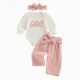 thumbnail image 1 of TOWED22 Newborn Infant Baby Girl Outfits Ruffle Print Long Sleeve Romper Bodysuit Tops Pants Set Cute Fall Winter Clothes,12-18 M, 1 of 9