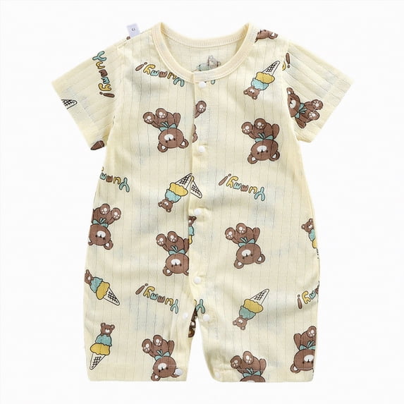 TOWED22 Newborn Infant Unisex Baby Boy Girl Clothes Button Romper Jumpsuit Basic One Piece Outfits Beige,6-12 M