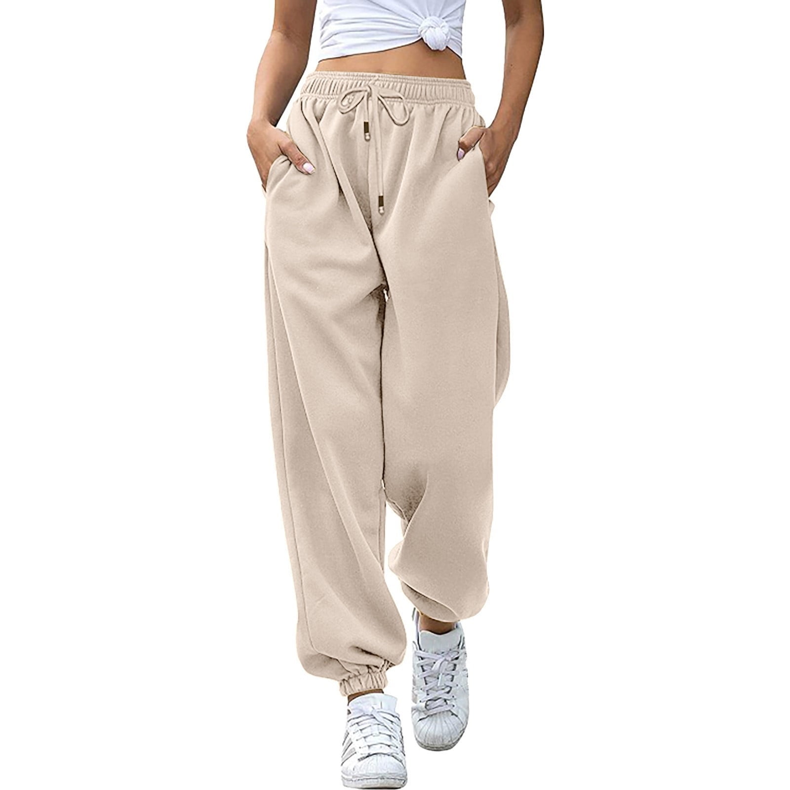 TOWED22 Parachute Pants For Women,Wide Leg Sweatpants for Women Loose  Drawstring Yoga Pants with Pockets Baggy Cinch Bottom Workout Running  Joggers