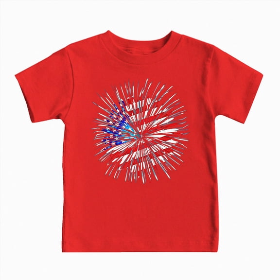 TOWED22 Patriotic Girls Summer T-Shirts 4th of July Red White Blue Tee Tops for Kids USA Independence Day Outfit(Red,8-9 Y)