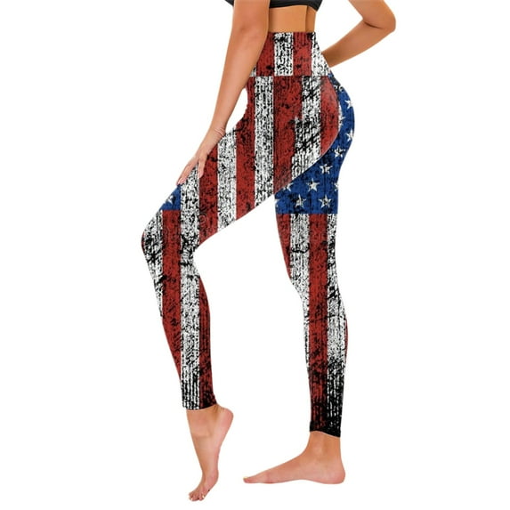 TOWED22 Patriotic American Flag Leggings for Women Running Exercise Pants High Waisted Women Flag Pants Pilates Leggings(Wine,M)