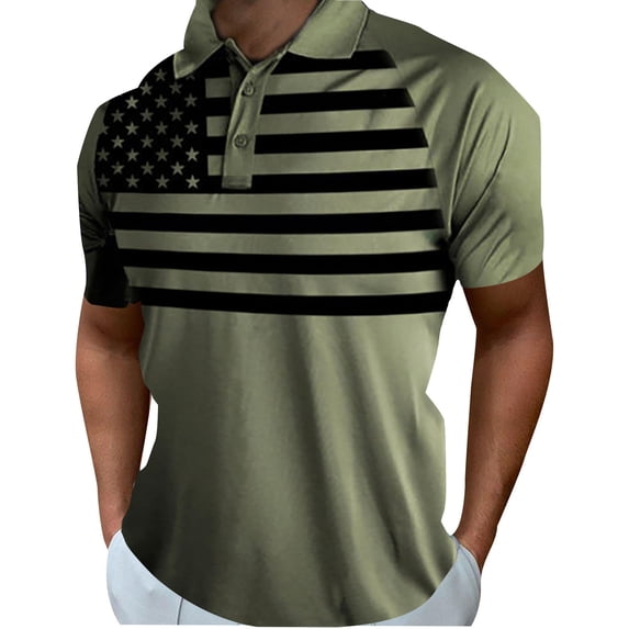 TOWED22 Polo Shirts for Men Independence Day American Flag Classic Shirt Mens Shirts(AG,L)