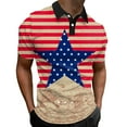 thumbnail image 1 of TOWED22 Polo Shirts for Men Slim Fit Male Summer Independence Day button up Tops Holiday Celebration Full Print Blouse(Khaki,XXL), 1 of 5