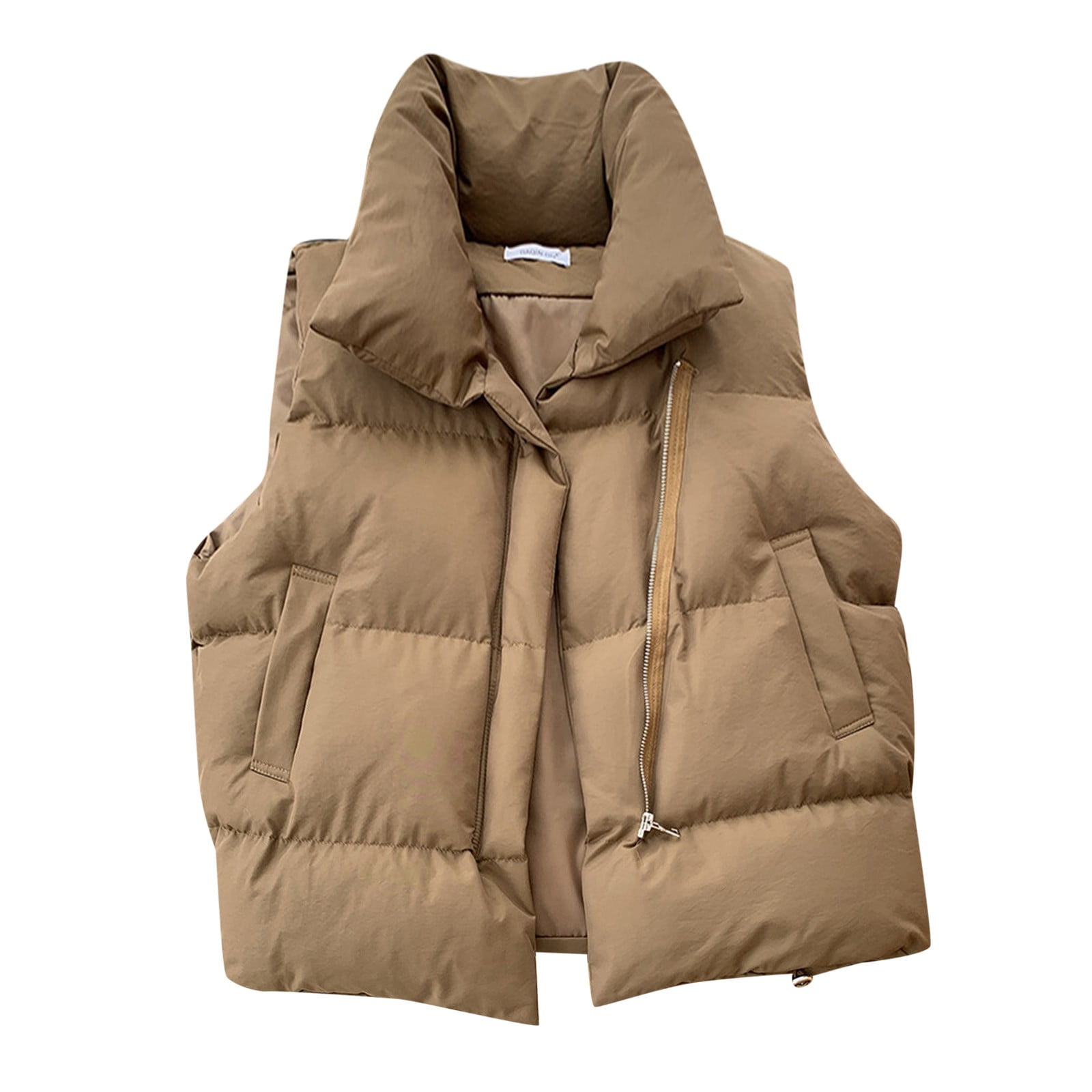 Zip Lightweight Gilet Jackets Women Gilets, Stand Collar Ladies Padded Ve