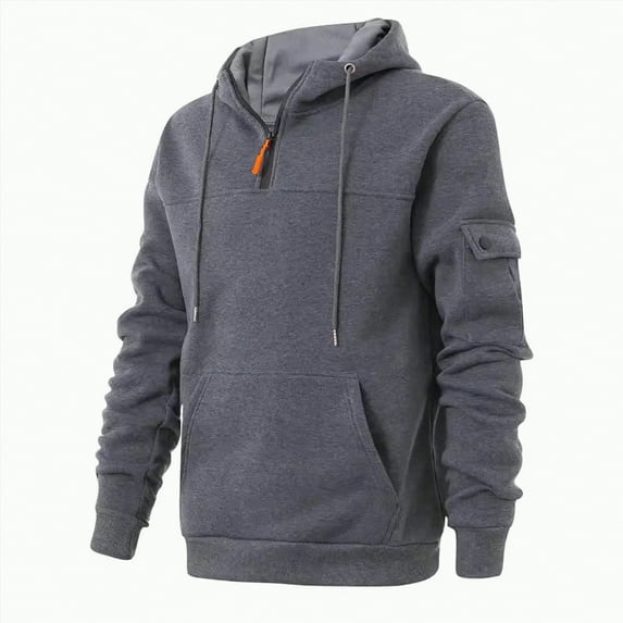 TOWED22 Quarter Zip Hoodies for Men Oversized Pullover Loose Fit Sweatshirt with Kangaroo Pocket(Grey,M)