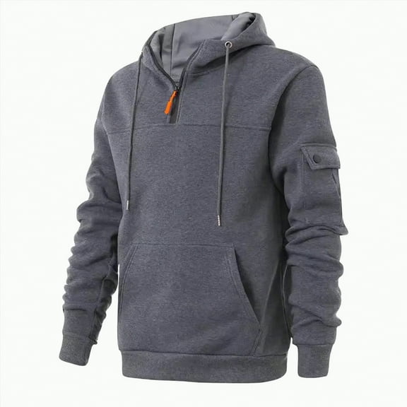 TOWED22 Quarter Zip Hoodies for Men Oversized Pullover Loose Fit Sweatshirt with Kangaroo Pocket(Grey,S)