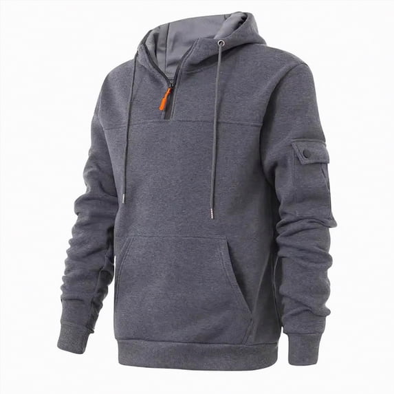 TOWED22 Quarter Zip Hoodies for Men Oversized Pullover Loose Fit Sweatshirt with Kangaroo Pocket(Grey,XL)