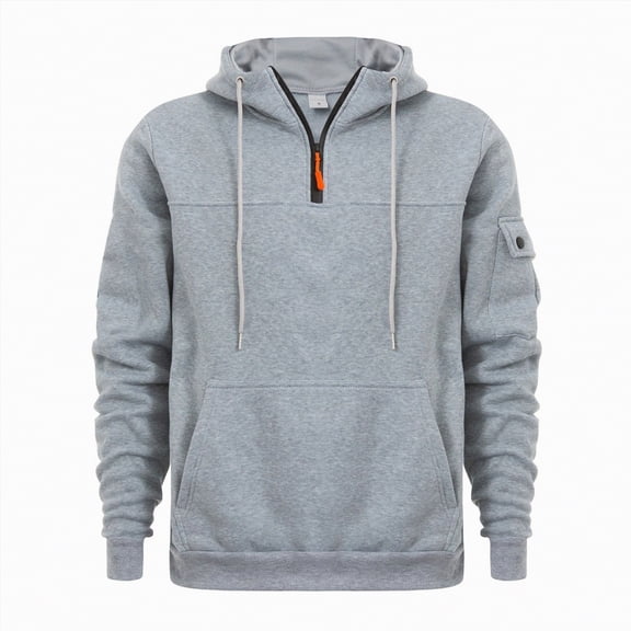 TOWED22 Quarter Zip Hoodies for Men Oversized Pullover Loose Fit Sweatshirt with Kangaroo Pocket(Light Gray,M)