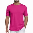 thumbnail image 1 of TOWED22 Running Shirts Men Sport Tops Quick Dry Gym Wicking Athletic T Shirts Breathable Cool Workout Shirts Hot Pink,L, 1 of 7