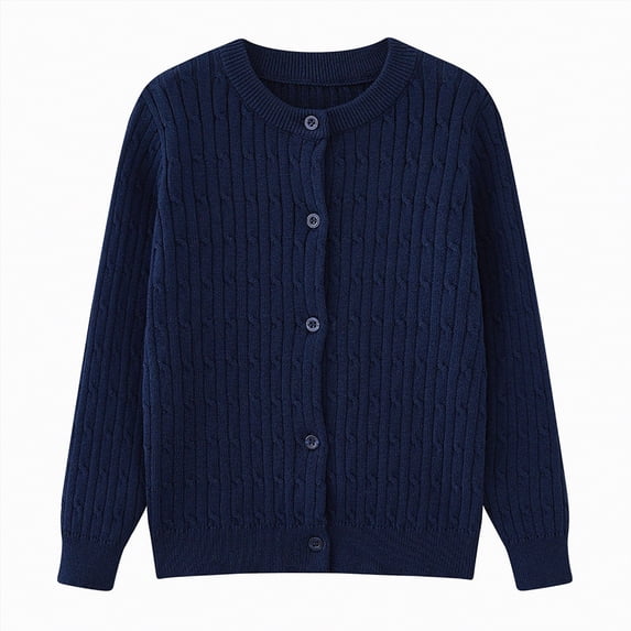 TOWED22 School Sweater for Girls Girls Cardigan Girls' and Toddler Long Sleeve Button Front Cardigan(Blue,7-8 Y)