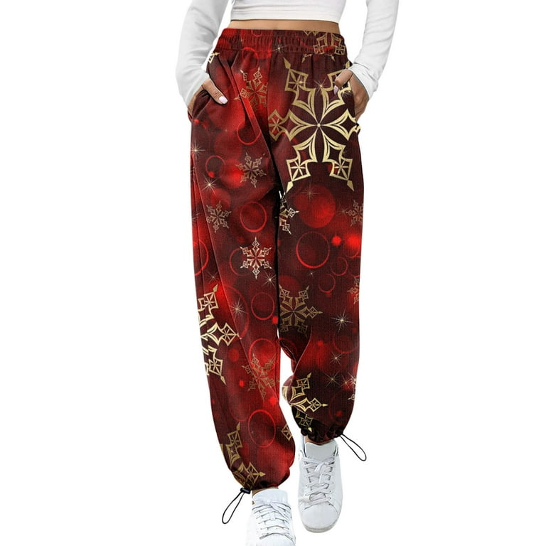 TOWED22 Scrub Pants For Women Jogger Style,Thick Sweatpants for Women Warm  High Waist Baggy Jogger Pants Butterfly Printed Closed Bottom Sweats Pants